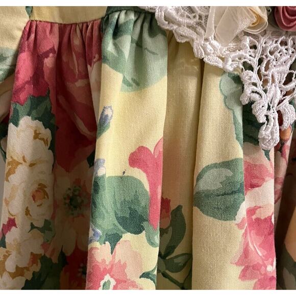 Bonnie Jean Dress Floral Yellow pink Rose Short Sleeve Size 6 Vintage Dainty EUC - Picture 5 of 5